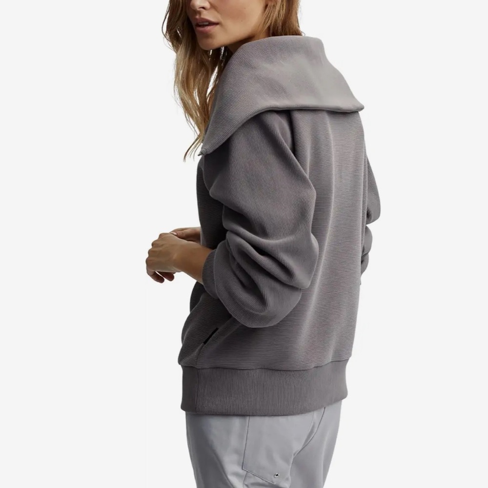 Varley Beige Ribbed Half-Zip Pullover - image 2